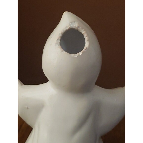 Halloween Ghost Pumpkin Ceramic Candle Holder Jack O'Lantern Vintage No Box - Picture 10 of 15